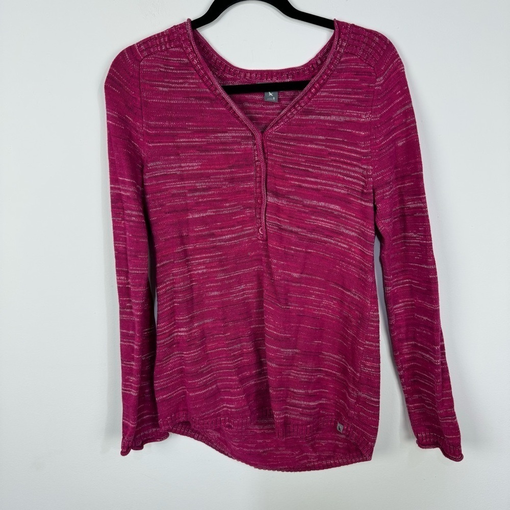 Eddie Bauer Pink Button V Neck Sweater Outerwear Winter